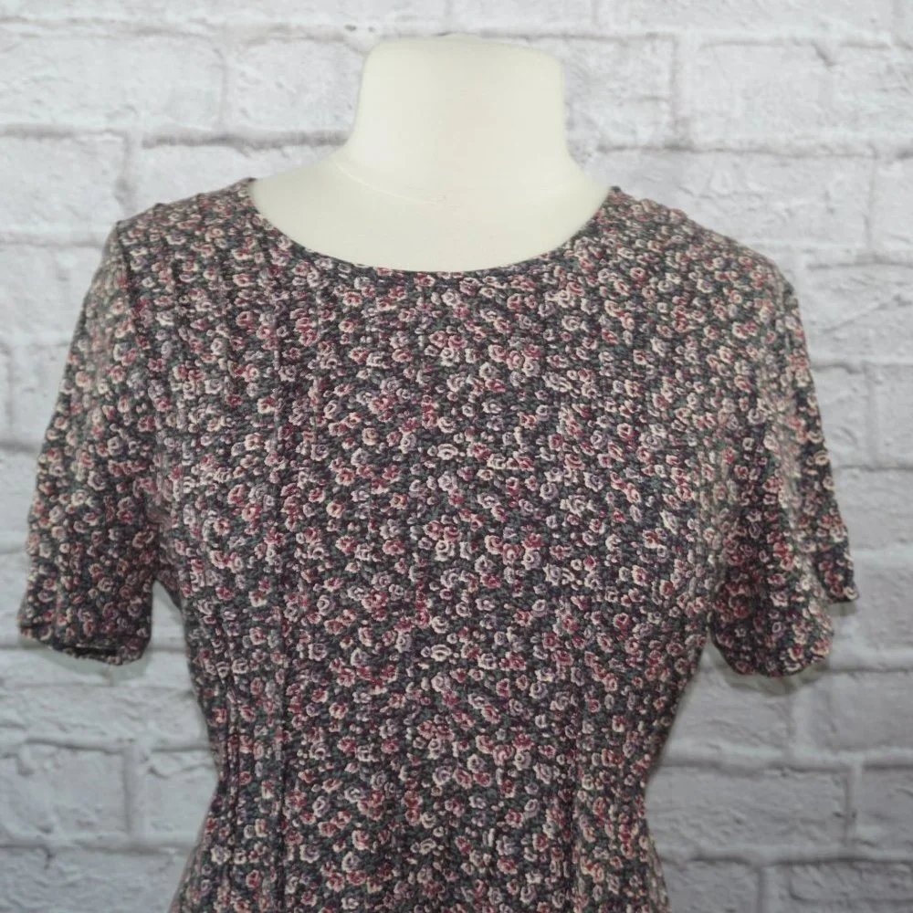 Vintage 90s Floral Midi Dress 8 - Picture 3 of 9